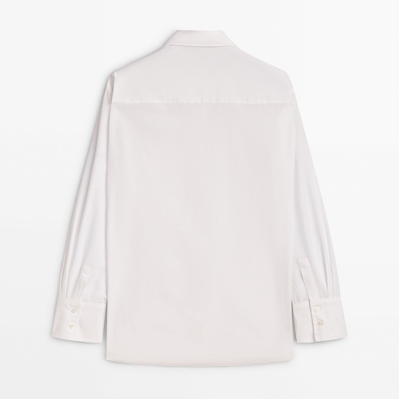 NWT. Massimo Dutti White Poplin Shirt with Side Seam Details. Size S. - Picture 8 of 11